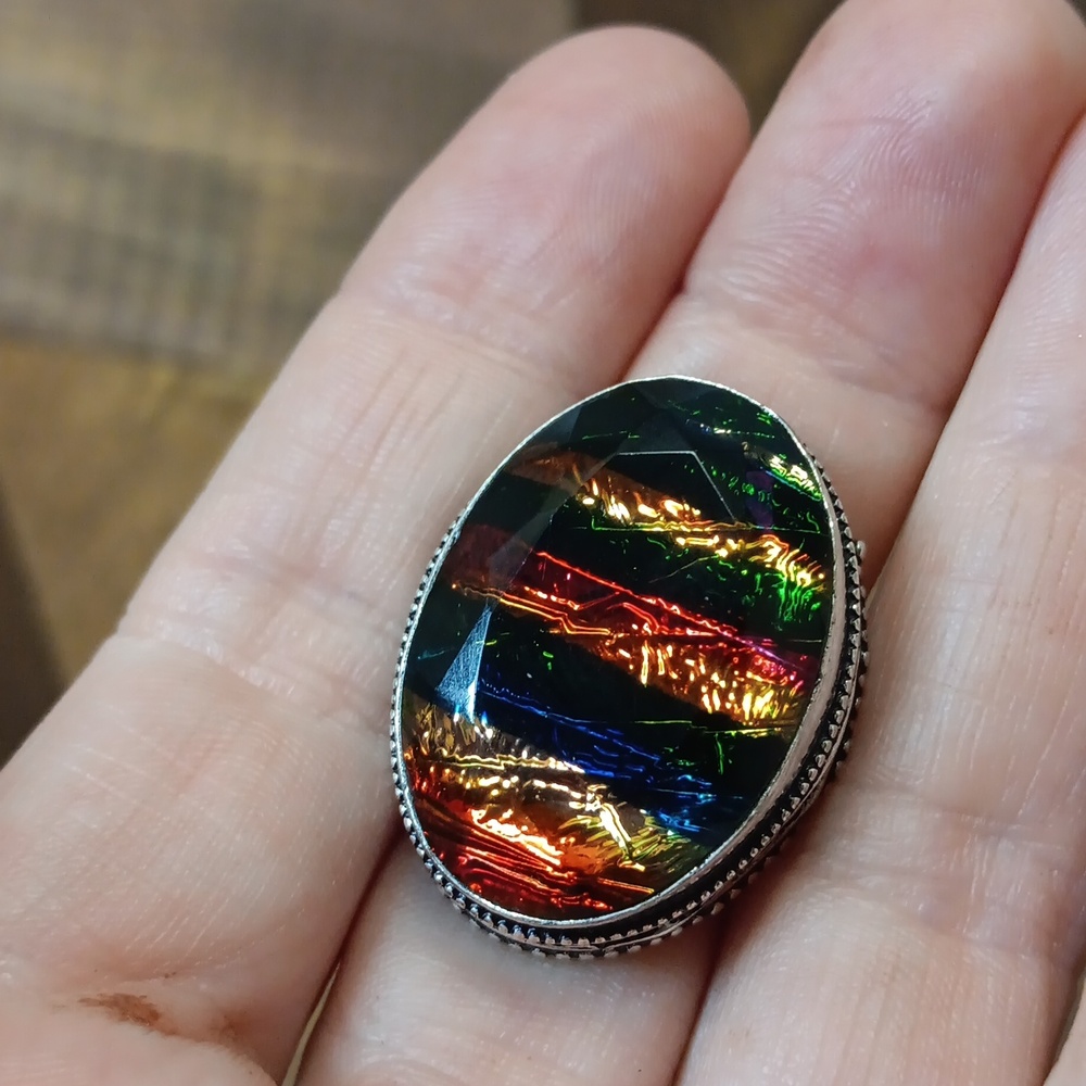 Multicolor Oval Gemstone Ring - image 5
